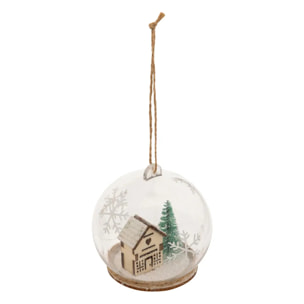 Boule de Noël maison neige 80mm