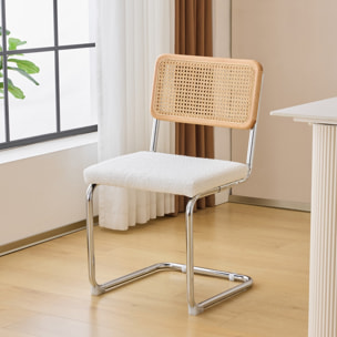 Lot de 2 chaises en cannage et tissu bouclé - MUSE