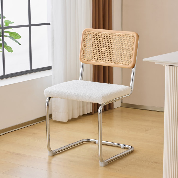 Lot de 2 chaises en cannage et tissu bouclé - MUSE