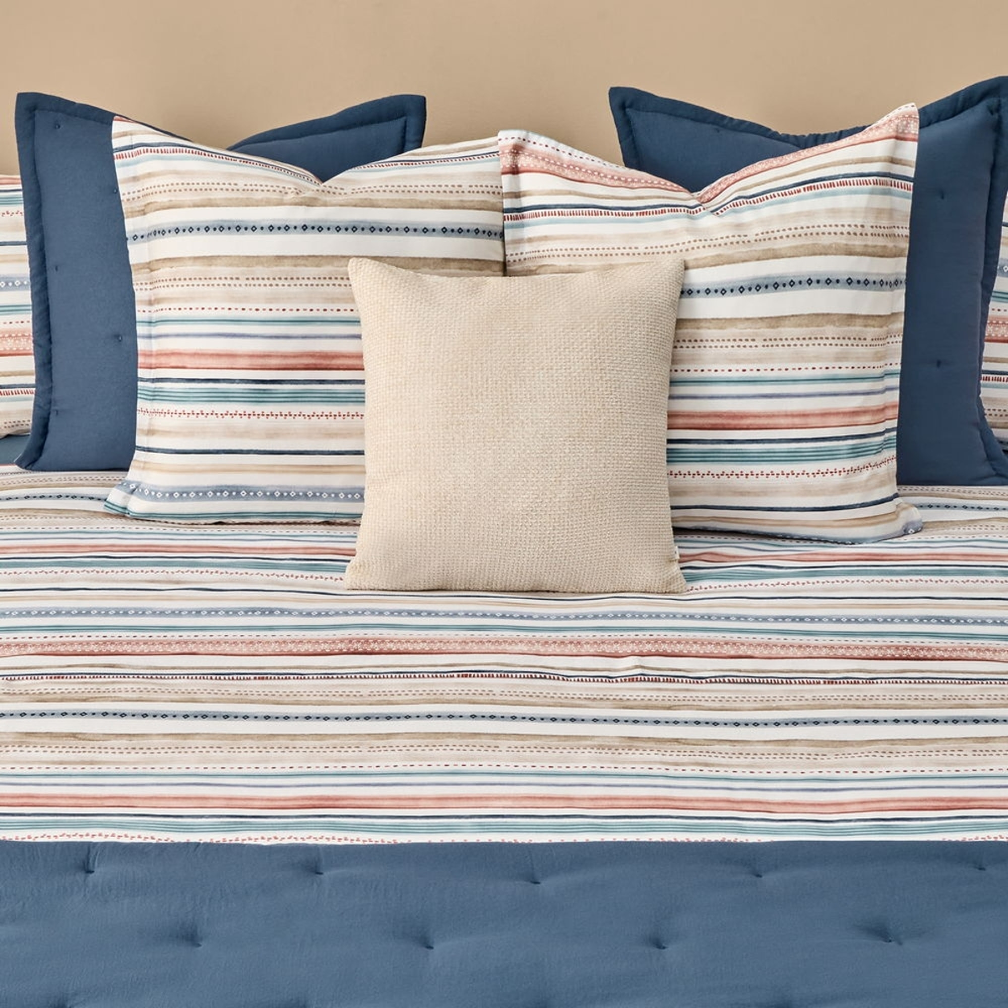 Sábana rayas multicolor Onray color azul 100% Algodón percal