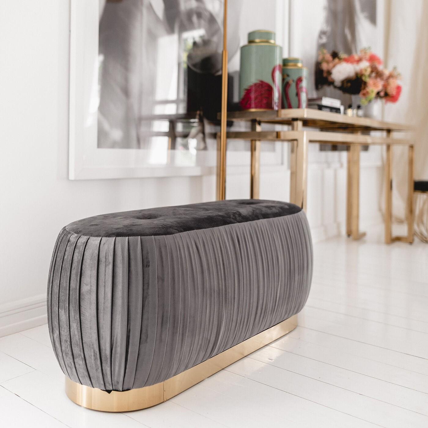 Banc Pigalle velours gris Kare Design