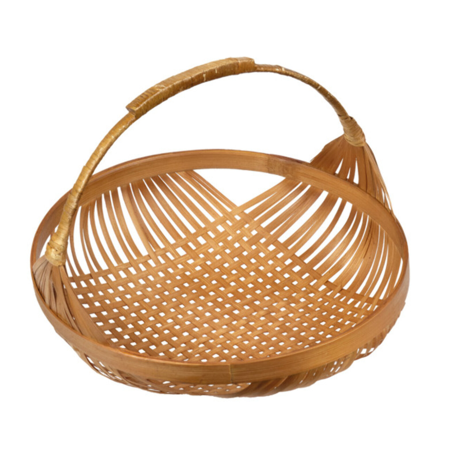 Panier Rond avec Anse et Tressage Artisanal en Bambou - CATANIA