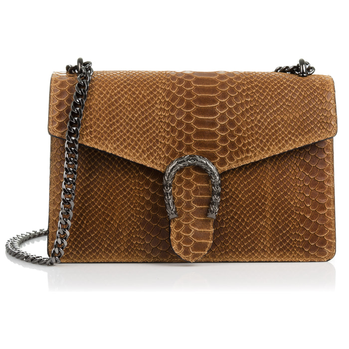 Luce Bolso de mano Mujer.Piel auténtica Gamuza Grabado Serpiente