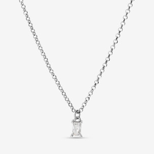 Collana in Argento 925 placcato Rodio con Cubic Zirconia a Baguette