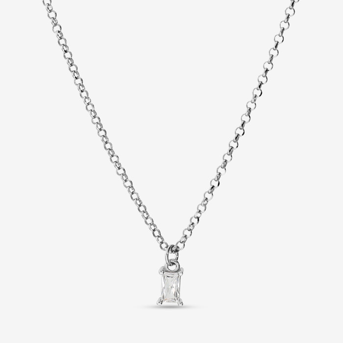 Collana in Argento 925 placcato Rodio con Cubic Zirconia a Baguette