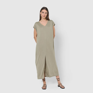 Vestido largo viscosa verde cacería