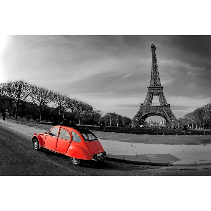 Tableau tour eiffel et 2cv rouge Toile imprimée