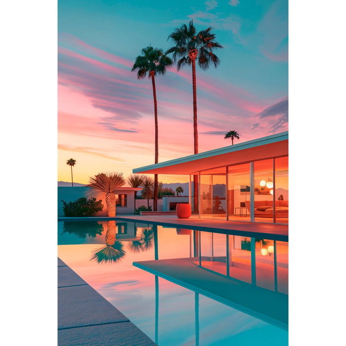 Tableau architecture maison avec piscine sur los angeles  Toile imprimée