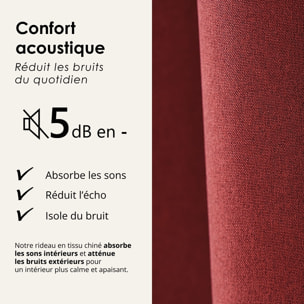 Rideau 100% occultant thermique phonique chiné - Rouge