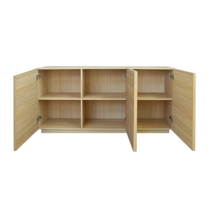 Buffet effet bois 3 portes naturel L 160 x P 43 x H 75cm - Kuba
