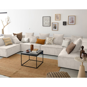 Colombine - canapé modulable panoramique - 7 places - en velours côtelé - Beige