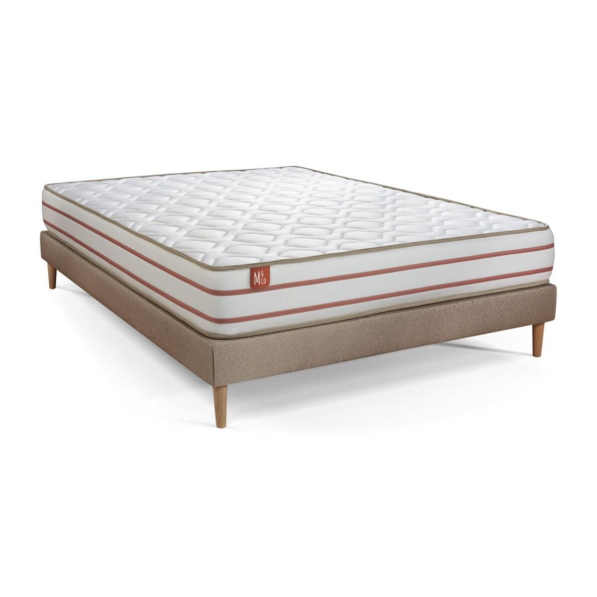 Ensemble Matelas Le Doux - 24cm - Mémoire de forme - Zéro transfert de mouvement - Sommier kit Beige