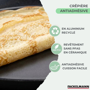 Set chandeleur crêpière 26 cm et 3 ustensiles Fackelmann Brandao