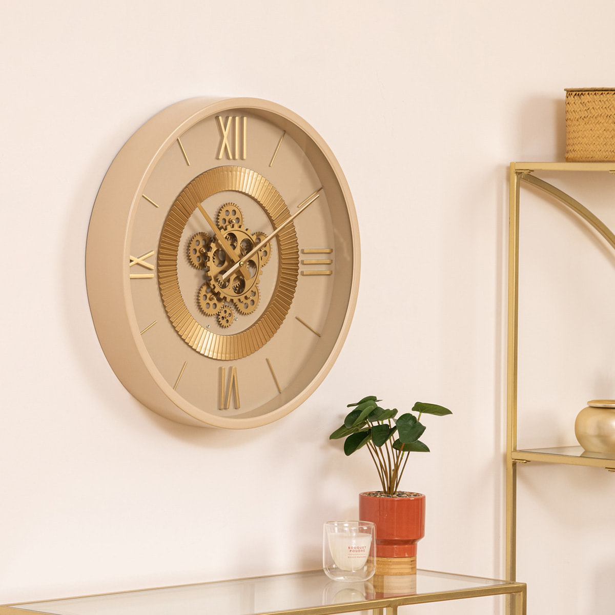 Horloge mécanique Guiliana métal beige D50cm