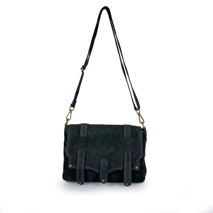 Borsa Donna in vera pelle Made in Italy colore Nero dimensioni cm 30 x 21 x 8