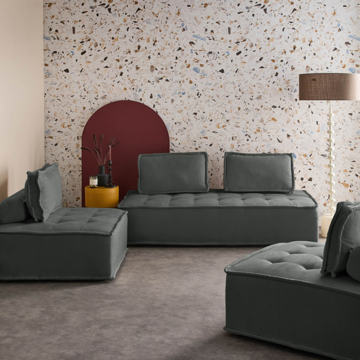 Ensemble chauffeuses DAO pour canapé modulable en tissu capitonné 4 places gris foncé