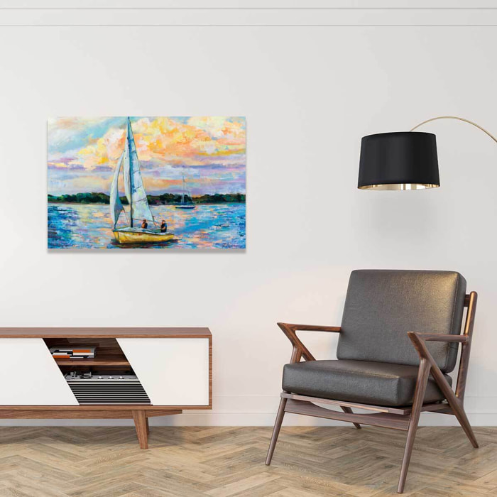 Tableau paysage mer voile du dimanche  Toile imprimée