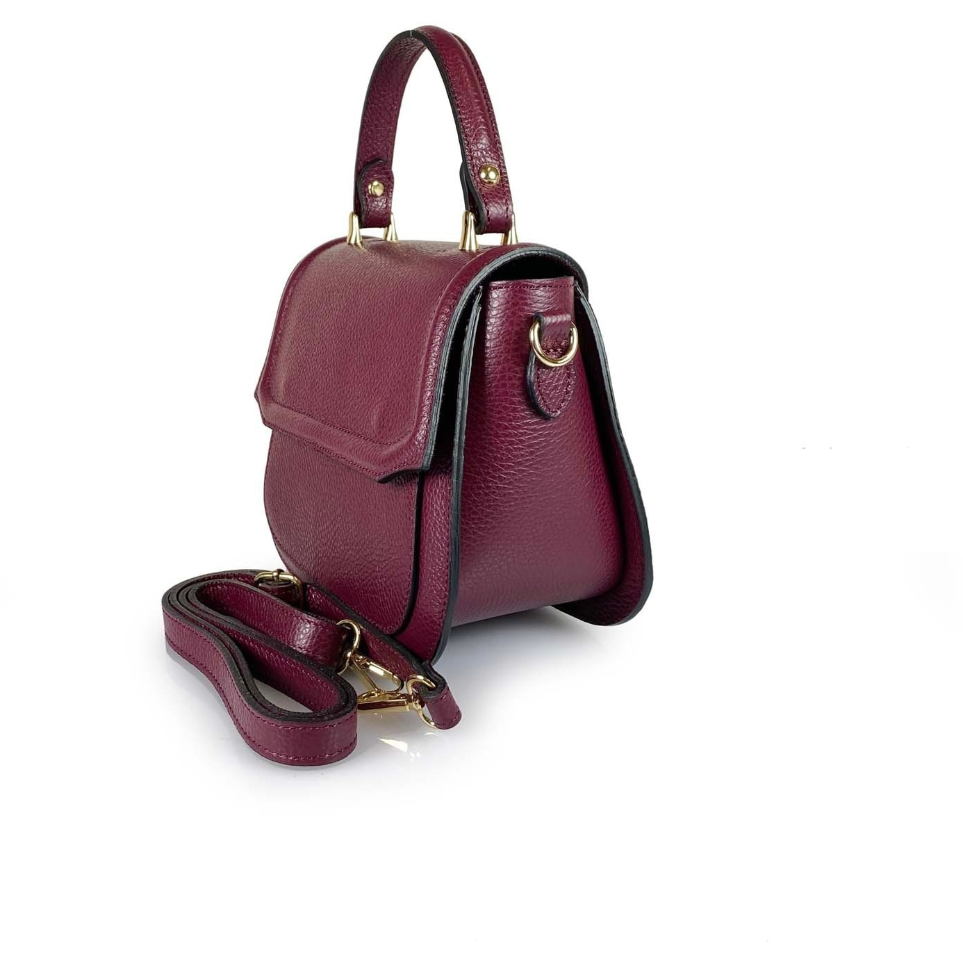 Borse Donna colore Bordeaux-in pelle Made in Italy 21 X 20 X 10cm