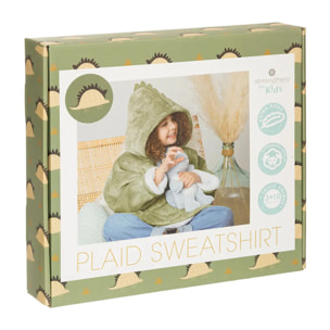 Plaid sweatshirt "Dinosaure" vert pour 3 à 10 ans