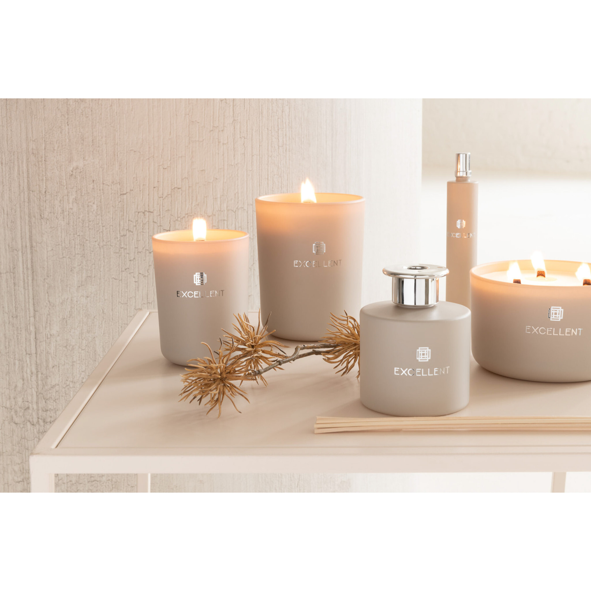 J-Line bougie parfumée - verre - beige - large - 40H