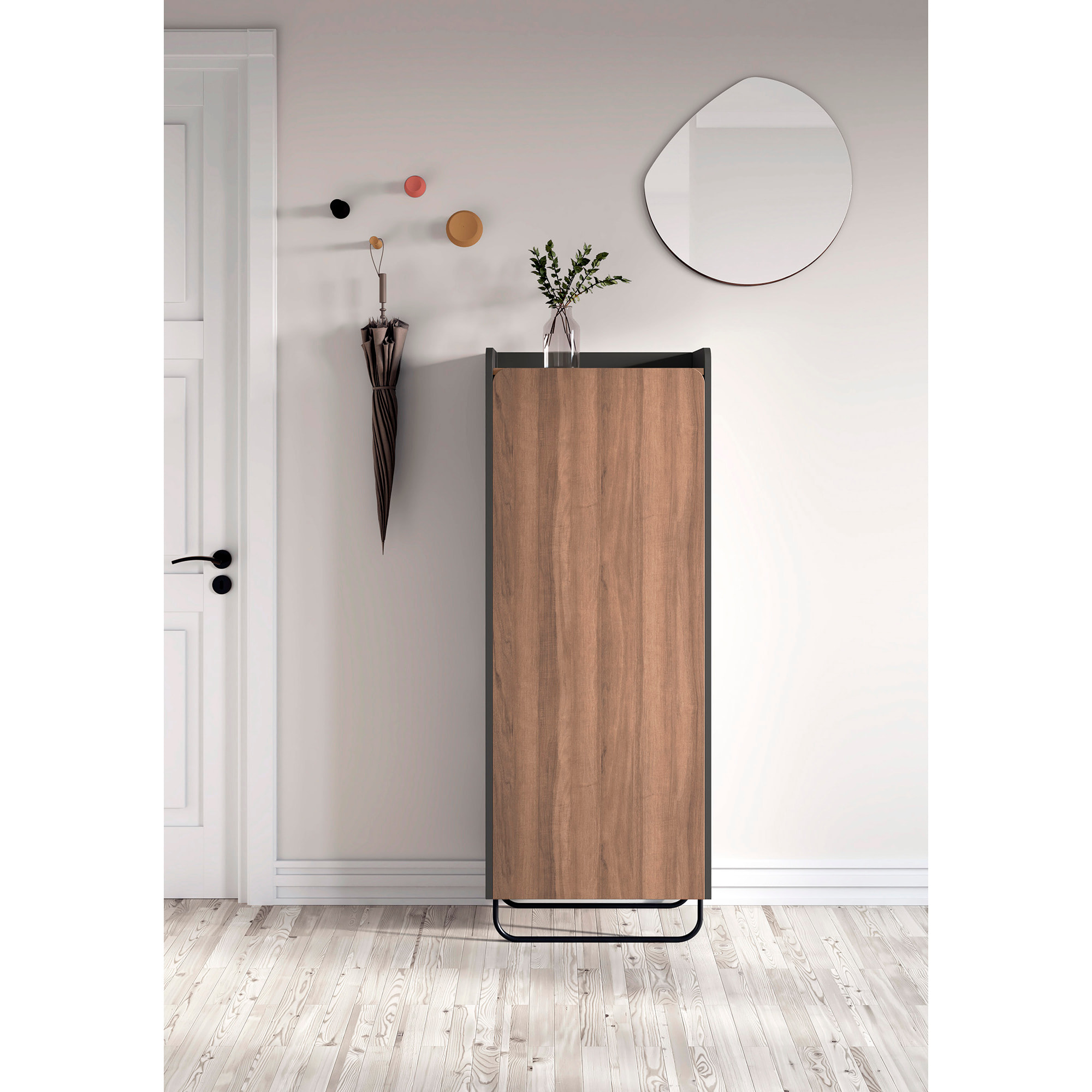 Espejo redondo Lune aglomerado nogal claro ø50cm