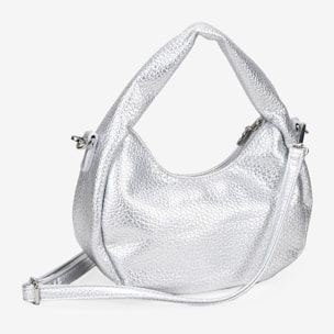 Bolso pequeño plateado con cremallera