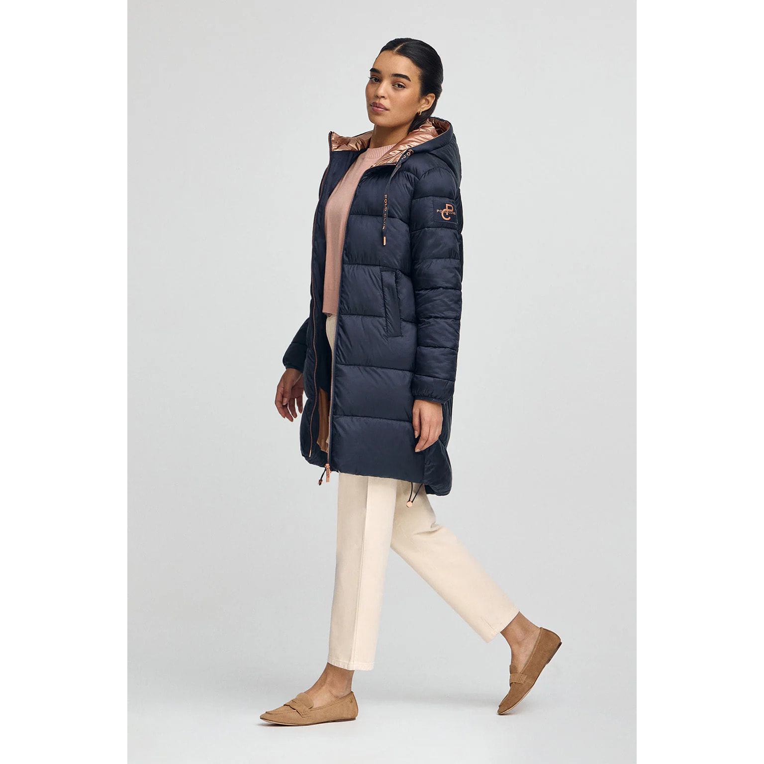 Giaccone Ingrid Coat blu marino con logo Polo Club