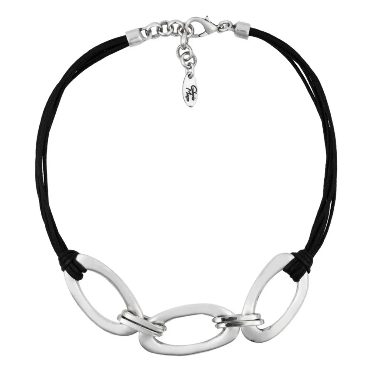 Collar Candado en plata chapado y cadena singular eslabón rectangular. "Gloria Mago"