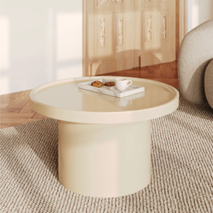 Table basse laquée blanche en MDF, D70 cm - Nora