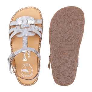 SANDALIA BAREFOOT PIEL CHETTO PLATA