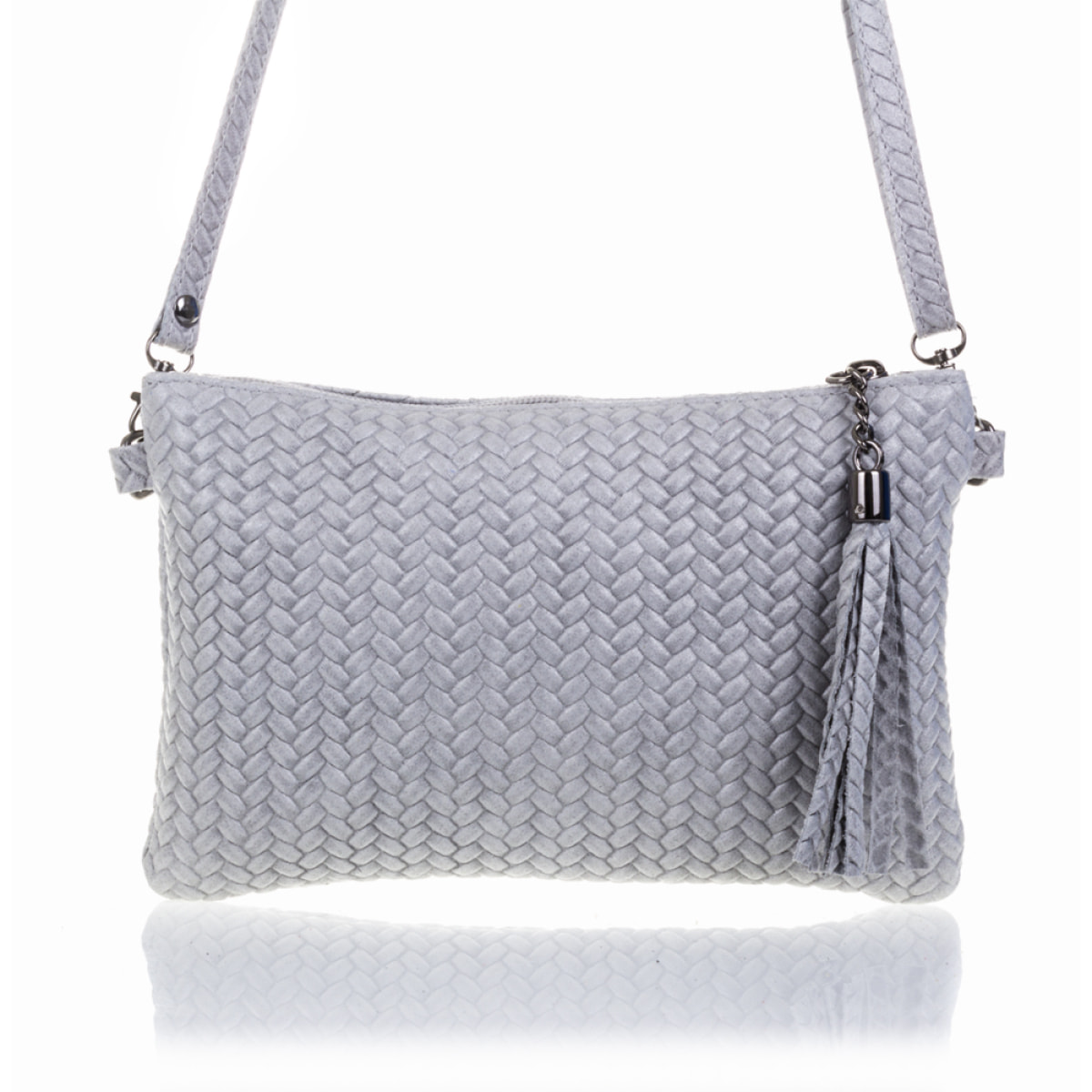 Oleggio Bolso bandolera Mujer.Piel auténtica Gamuza Grabado Espiga