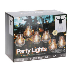 guirnalda con 20 luces led en blanco cálido y cable conductor