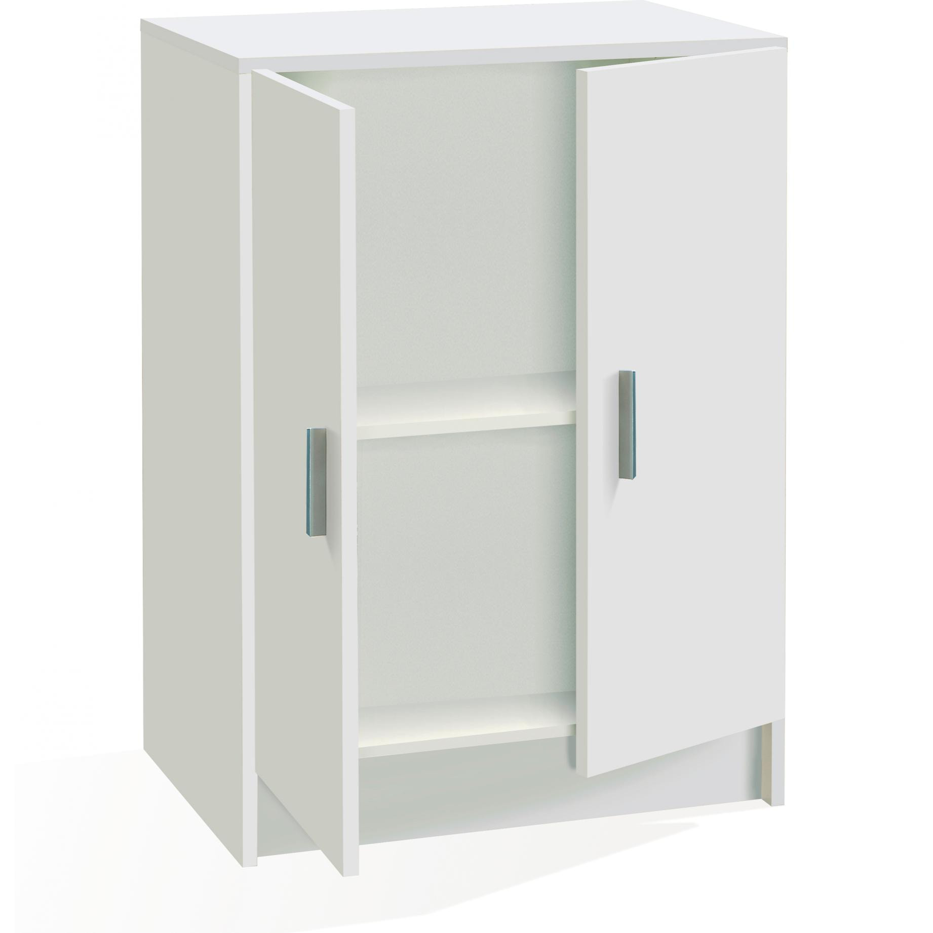 Armadio multiuso Memphis, Mobile ausiliario basso a 2 ante, Portascarpe a 1 ripiano, Armadietto multifunzione, cm 59x37h80, Bianco