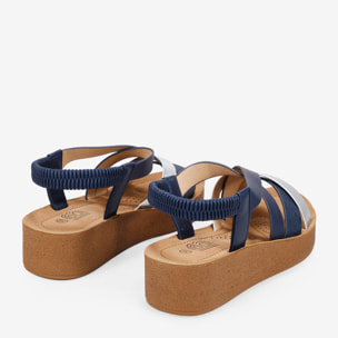 Sandalias de cuña azules con elástico