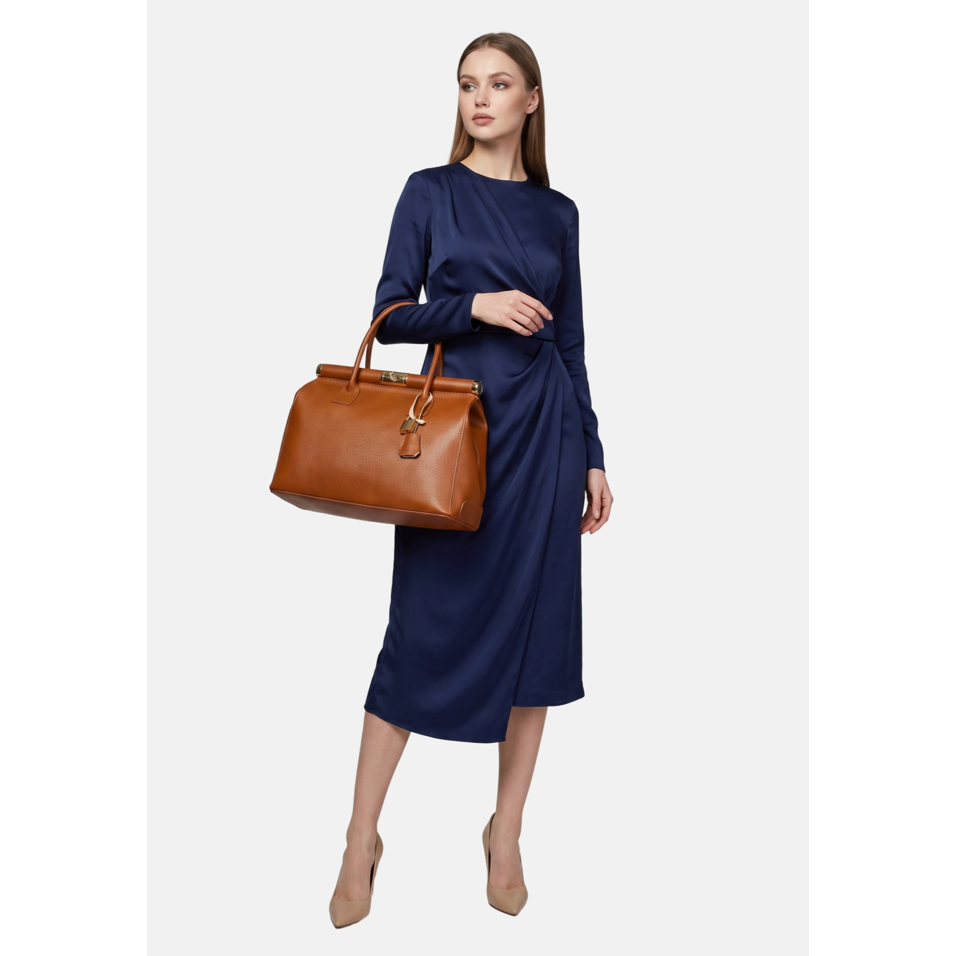 Borsa a mano da donna - Modello Aleria - Vera pelle - 35.0 x 26.0 x 16.0 cm