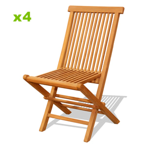 Lot de 4 chaises pliantes jardin teck massif huilé