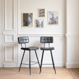 Lot de 2 tabourets de bar en simili noir FERNAND