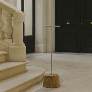 Porte parapluie en teck et acier inoxydable h90cm