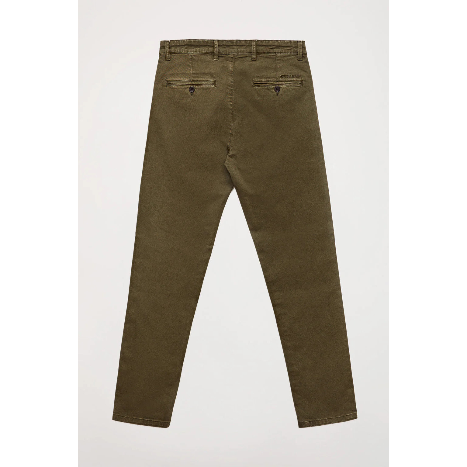 Pantalón chino verde oscuro de corte slim con logo Polo Club en bolsillo trasero