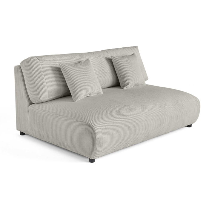 Garance - module d'assise 3 places sans accoudoirs - en velours côtelé - Gris clair