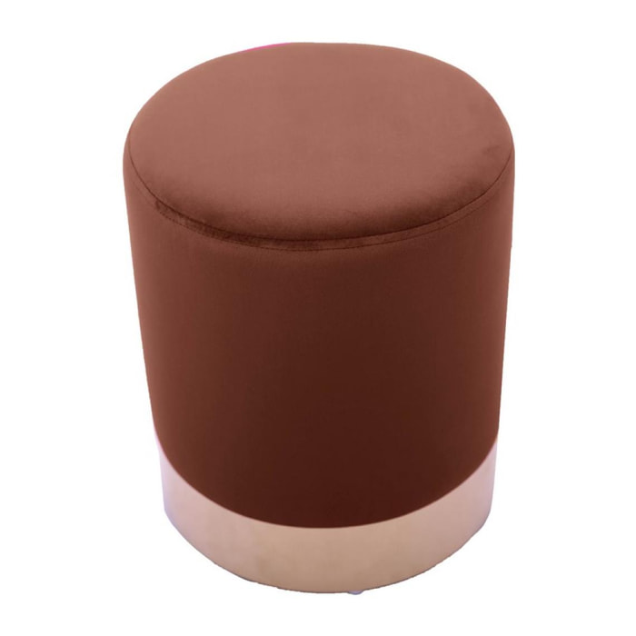 Pouf da salotto rivestito in velluto color marrone