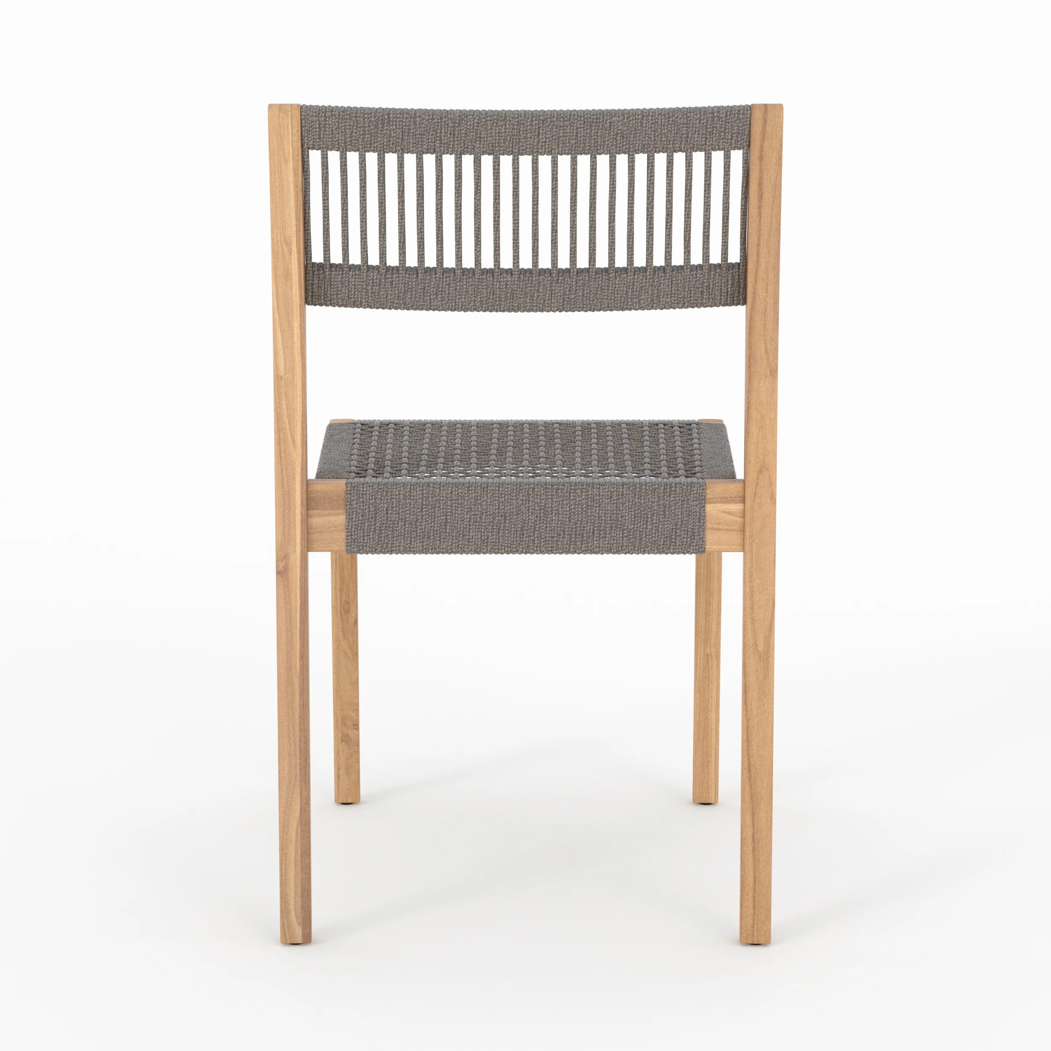 Lot de 2 chaises de jardin en bois de teck recyclé et tissage en corde - Nusa