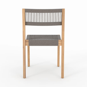 Lot de 2 chaises de jardin en bois de teck recyclé et tissage en corde - Nusa