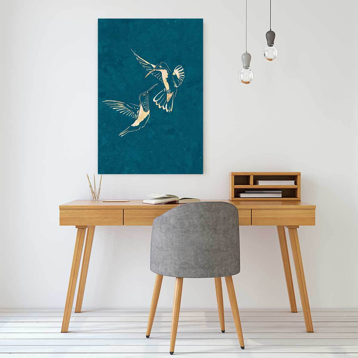 Tableau oiseaux colibri d'or  Toile imprimée