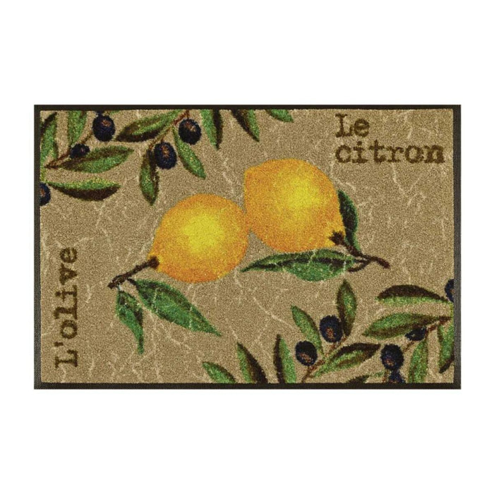 Paillasson 75x120 tissé motif floral LEMON marron