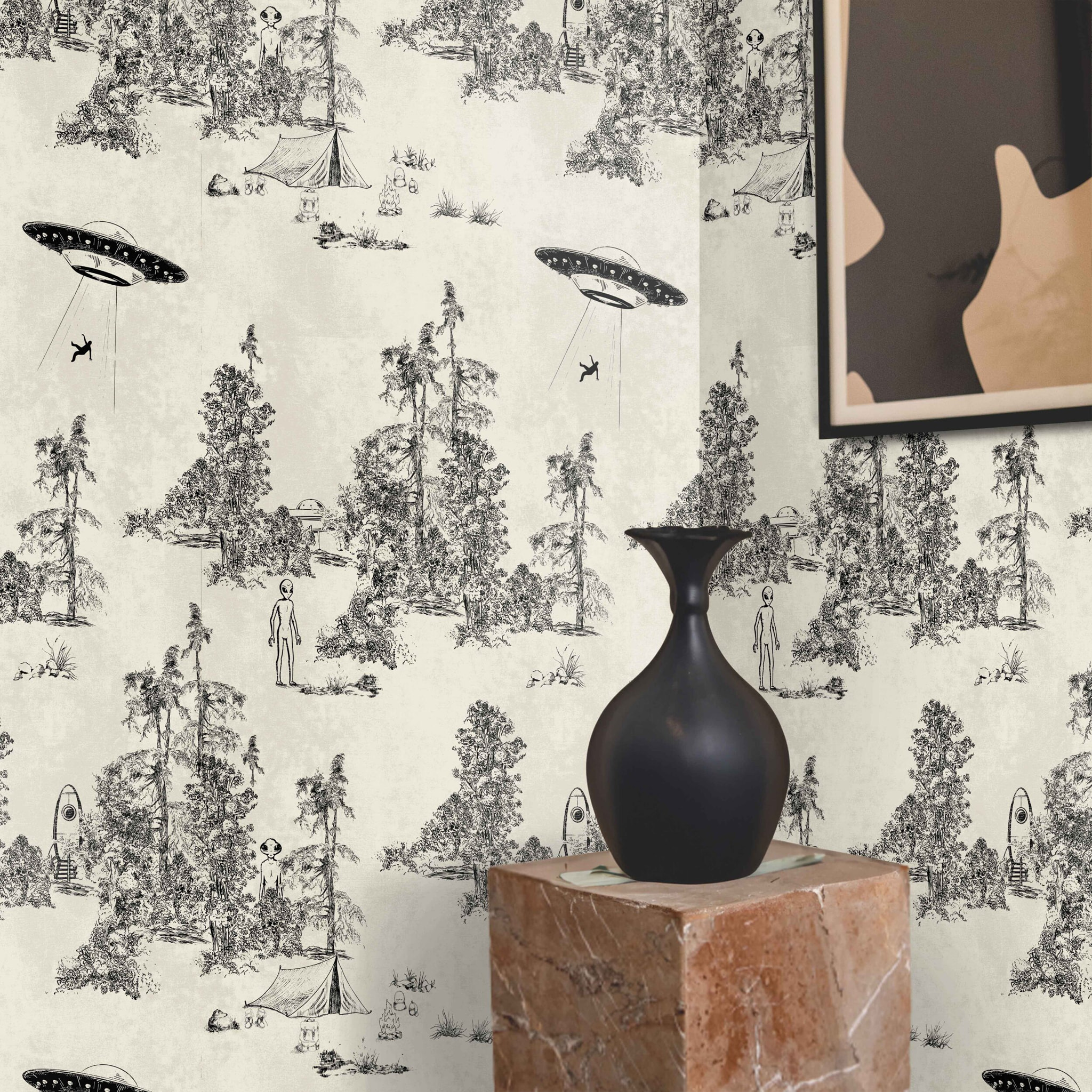Carta da Parati Toile de Jouy Ufo
