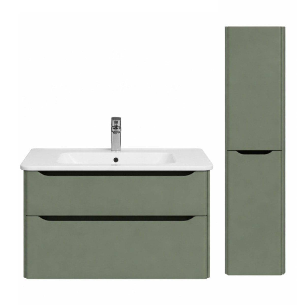 Meuble vasque suspendu VITRA Sento Round Vert mat + Colonne