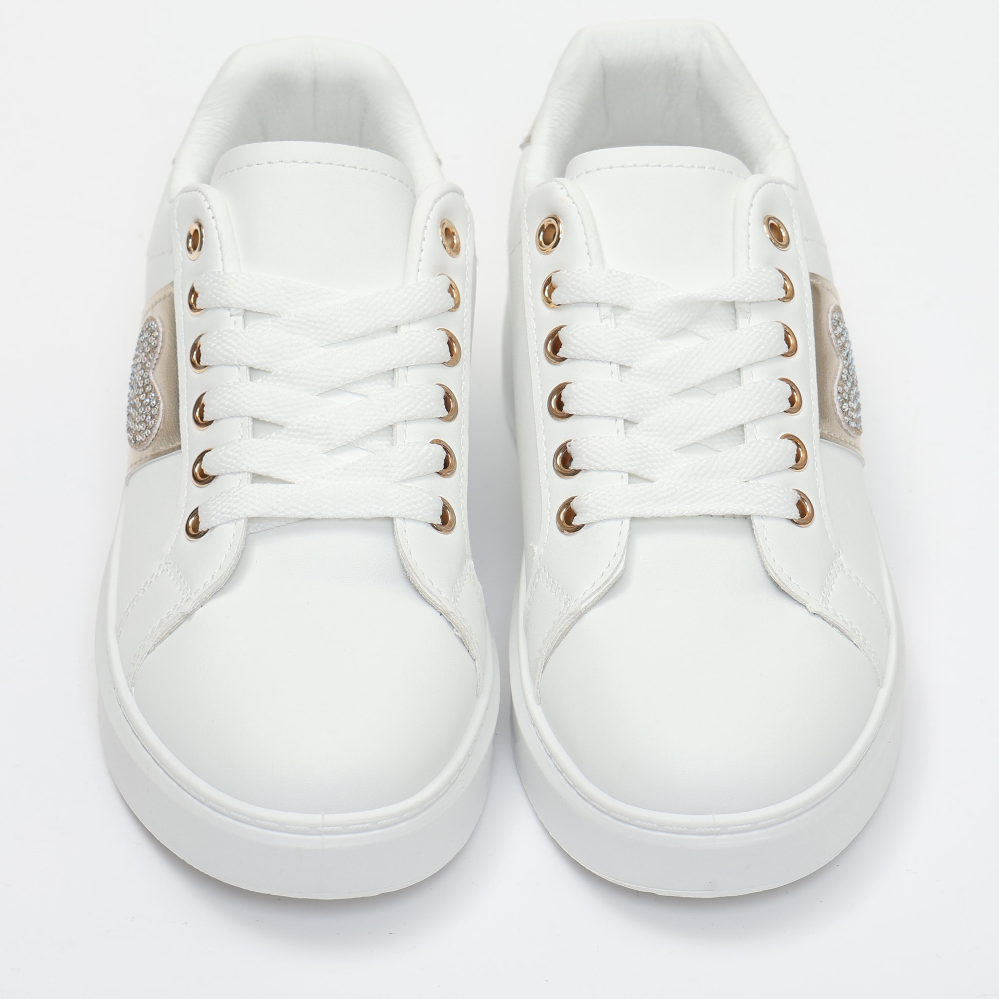 Sneakers in simil pelle con dettaglio strass