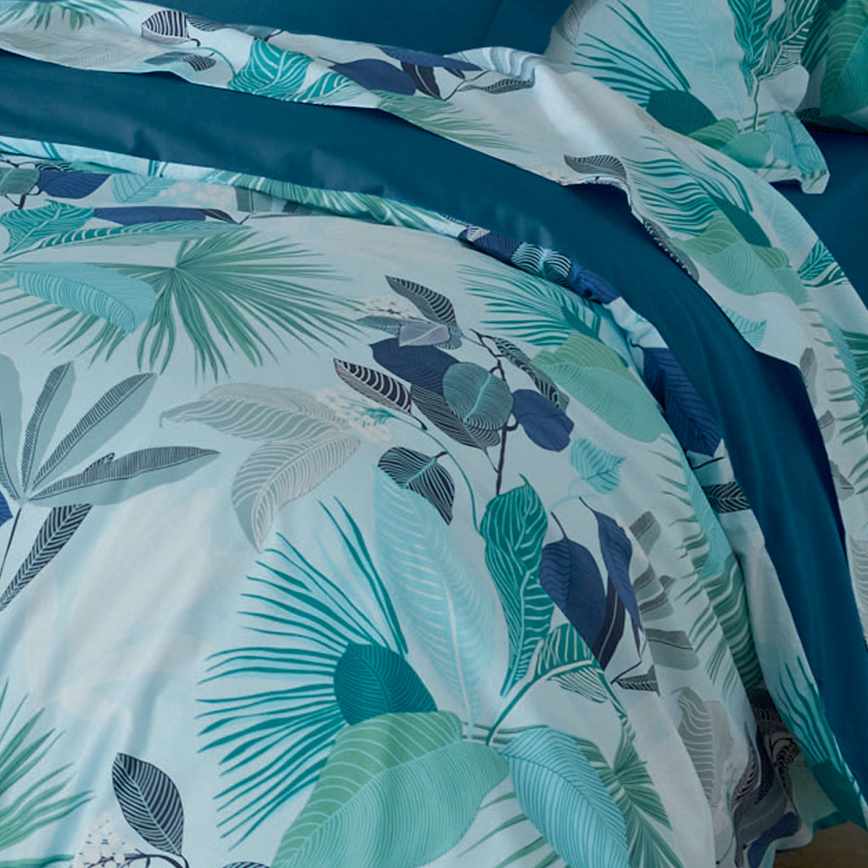 Parure de couette au  style tahitien - Bleu