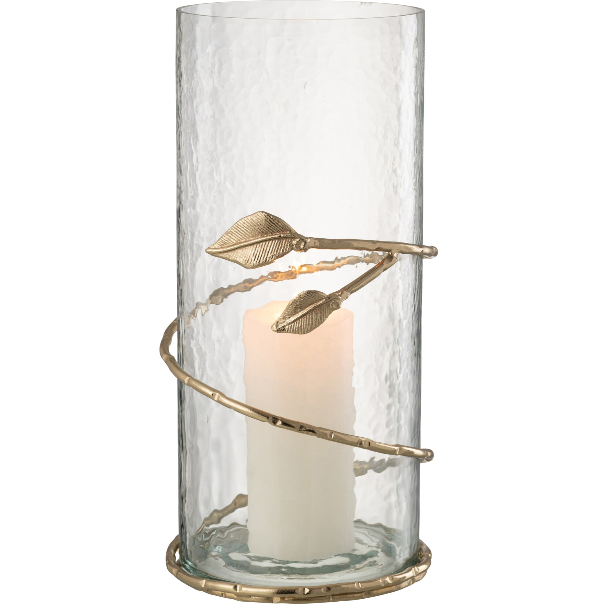 J-Line vase Feuille Large - verre/acier - transparent/or